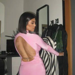 Boohoo Pink Open-Back Maxi Dress